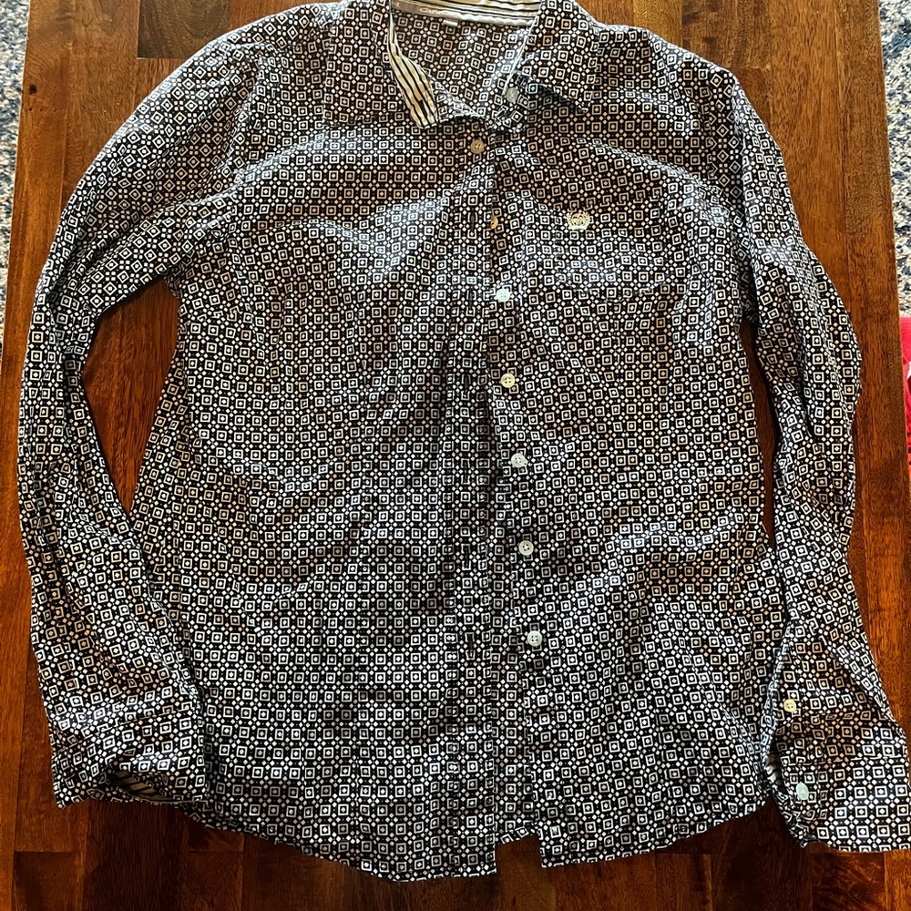 Cinch Monochrome Patterned Button Down Shirt